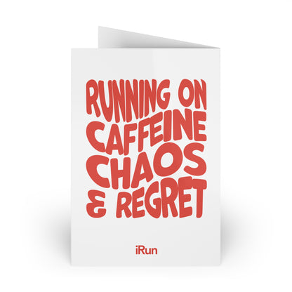 Caffeine Chaos Regret Greeting Cards