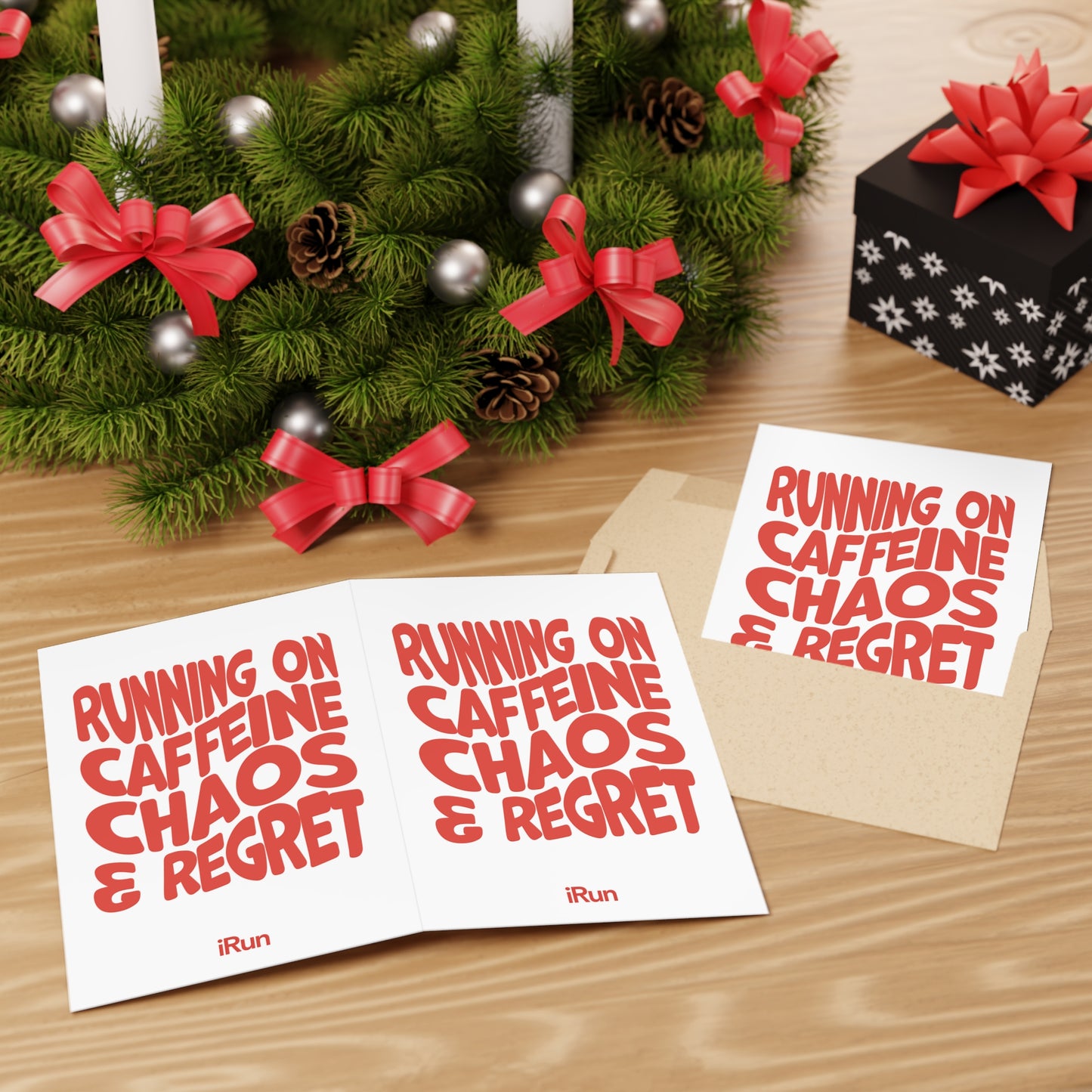 Caffeine Chaos Regret Greeting Cards