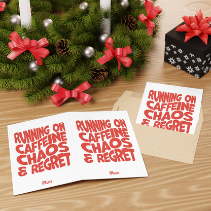 Caffeine Chaos Regret Greeting Cards