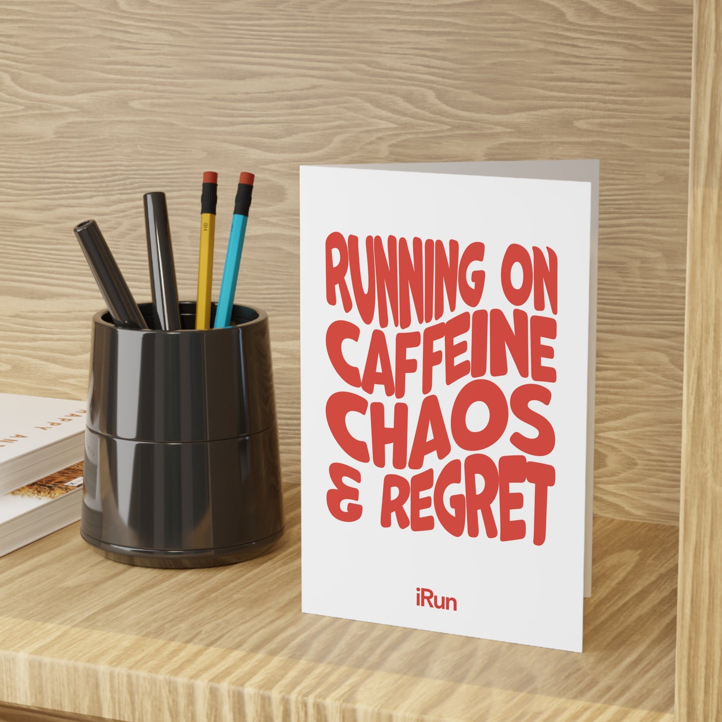 Caffeine Chaos Regret Greeting Cards