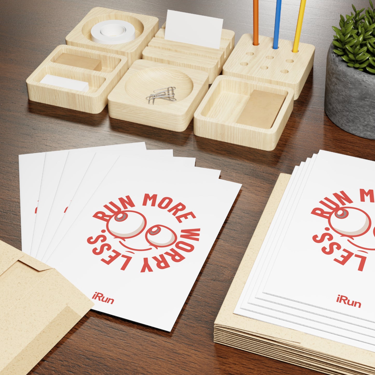 Run More Worry Less Greeting Cards